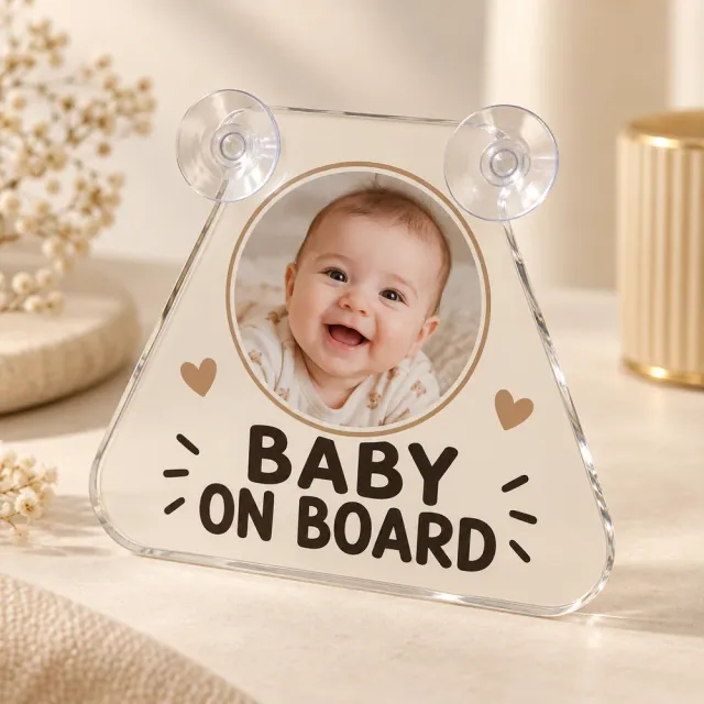 Semn Baby on Board personalizat cu fotografia copilului