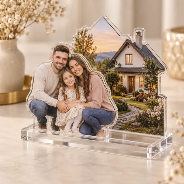 Familie personalizată cu fundal separat din plexiglas