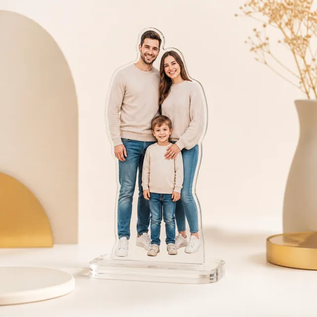 Figurină foto de familie, imprimată color și decupată pe contur din plexiglas