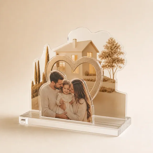 Cadou foto de familie realizat pe mai multe straturi din plexiglas
