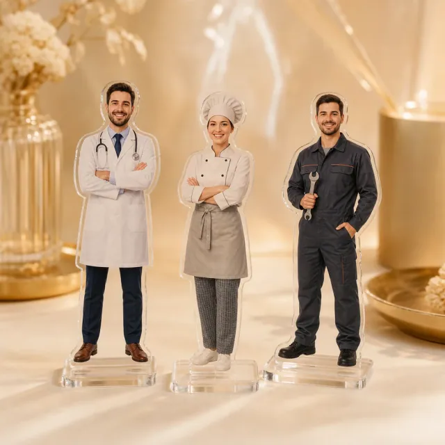 Figurine profesionale din plexiglas pentru doctor, bucătar și mecanic